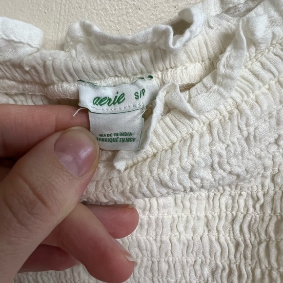 Aerie Long Sleeve Pretty Smocked Top, Soft Muslin - Picture 2 of 6
